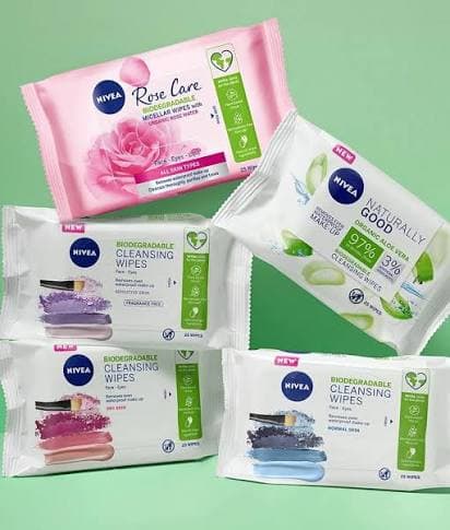 NIVEA Biodegradable Cleansing Wipes, Plant-Based Face Wipes, 25 Wipes